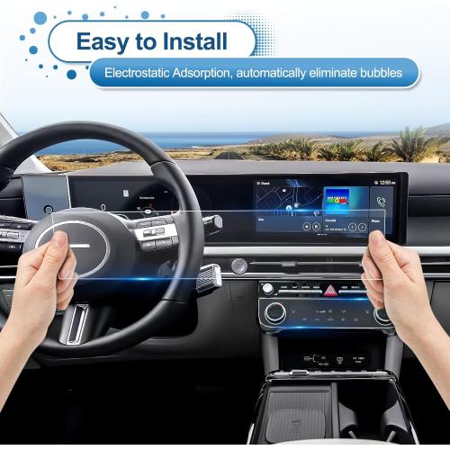 2025 2026 Tucson Screen Protector for Hyundai Tucson (Dual 12.3Inch&Air Conditioner)(SEL/SEL Convenience/XRT/Limited/Blue/N Line),9H Tempered Glass 2025 Tucson Hybrid Accessories HD Transparent