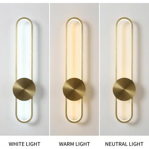 Modern Wall Sconce Dimmable 3000K/4000K/6000K LED Wall Light Fixture, Hardwired Wall Lamp for Living Room, Dining Room, Bedroom, Hallway, Lobby, Entryway (Brushed Gold, 22inch/H56cm)