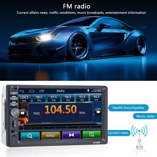 Double Din Car Stereo,7 Inch Car Radio with HD Touch Screen Bluetooth Car Stereo,Bluetooth Hands-Free Calling,Mirror Link,AUX/EQ/SWC