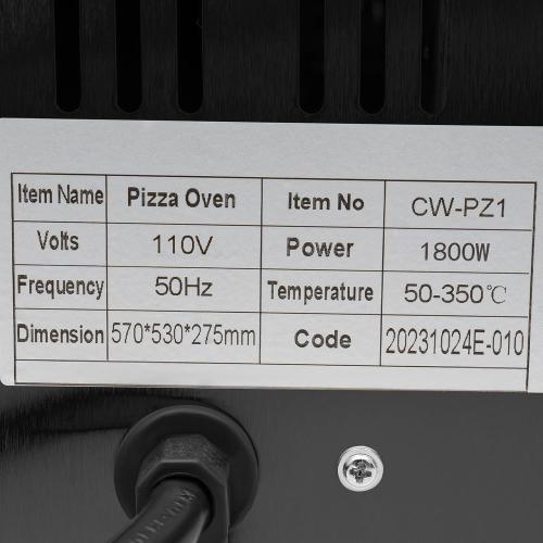 1800W Electric Pizza Oven Indoor Commercial Pizza Oven Countertop Pizza Maker Multipurpose Indoor Pizza Machine for Home Restaurants Bakeries – Adjustable Temp (122-662°F）-Makes 16 inch Pizzas