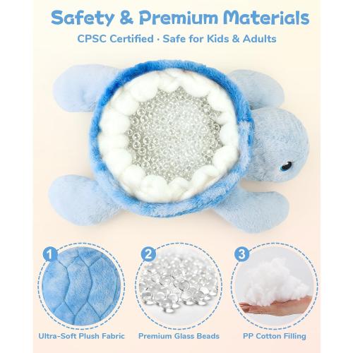 gnomantic Turtle Weighted Stuffed Animals, Plush Pillow for Kids