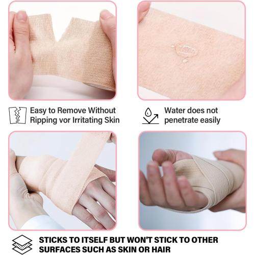 OZER 12 Pack 2 Inch x 5 Yards Self Adhesive Bandage Breathable Cohesive Bandage Wrap Rolls Elastic Self-Adherent Tape for Stretch Athletic, Sports, Wrist, Ankle (Tan, 2 Inch)