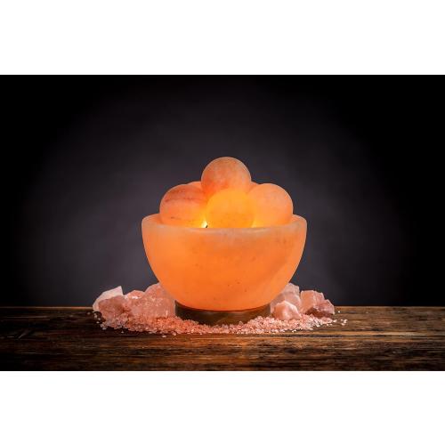 Spantik Himalayan Fire Bowl Salt Lamp with 6 Massage Balls Premium Quality Authentic from Pakistan