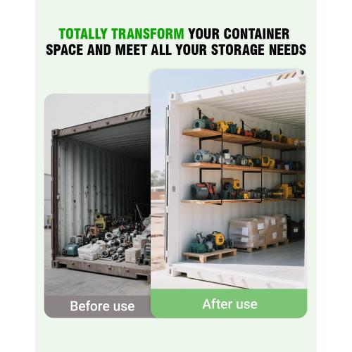 Shipping Container Shelves Shelving Brackets, Heavy-Duty 3-Tier Shelf Bracket 19(D) x 52(H) Universal Storage Racks for Cargo Containers - 2 Packs