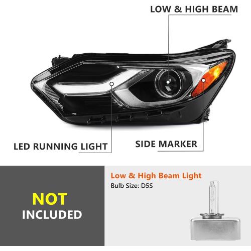 FIONE Xenon/HID Headlight Compatible with Chevy Equinox 2018 2019 2020 2021 LED DRL Projector Headlamp Replacement Left Driver Side LH