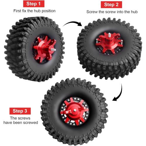 RC Beadlock Wheel Assembly Tool 1.9 2.2 inch Beadlock Hub Tires Tool for Traxxas TRX4 TRX6 Axial SCX10 II III Redcat 1/10 RC Crawler (Red)