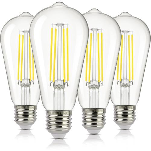 ALAMPEVER ST19 Dusk to Dawn LED Outdoor Light Bulb, 800LM Sunlight Sensor Light Bulbs, 7W (60W Equivalent), 5000K Daylight White, Automatic Light Bulb for Porch, Patio, Garage, 4 Pack, Non-Dimmable
