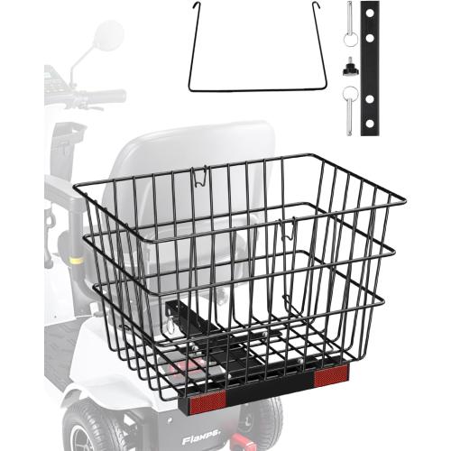 VEVOR Scooter Rear Basket, Heavy Duty Metal Wire Basket with Handle, Spacious Cargo Basket, Works with 1-inch Receiver, Compatible with Most Golden, Drive & Pride Mobility Scooter