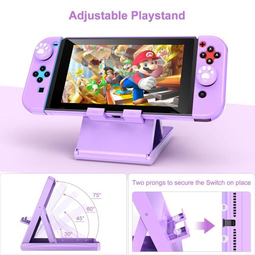Younik Switch Accessories Bundle, 17 in 1 Purple Switch Accessories Kit for Girls Include Switch Carrying Case, Adjustable Stand, Protective Case for Switch Console & J-Con