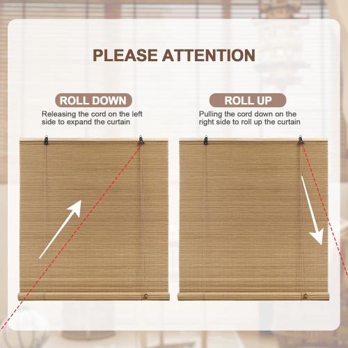 Bamboo Blinds for Interior Windows, Custom Bamboo Shades for Indoor Windows, Roller Shades for Indoor Window and Outdoor Patio, Easy to Install for Decks, Porches, Backyards