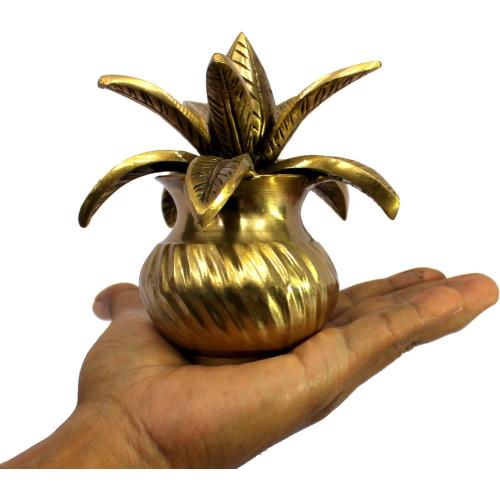 eSplanade Brass Decorative Kalash with Coconut for Puja Temple Laxmi Ganesh Crafted Kalasha - 5.75 inches