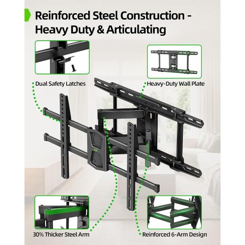 USX MOUNT UL Listed TV Wall Mount for 42-84 TVs up to 110lbs and 8-24 Wood Studs, TV Mount with Tilt, Swivel & Extension, Wall Mounts Bracket with Dual Articulating Arms, Max VESA 600x400mm