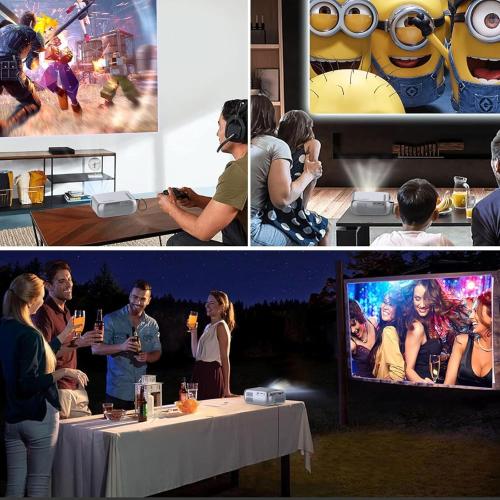 Vamvo Mini Projector with WiFi and Bluetooth 4K Support, Native 1080P Portable Outdoor Smart Projector, Mirror Screen with Android/iOS/PC Compatible with PC/PS5/Phone/TV Stick (Silver)