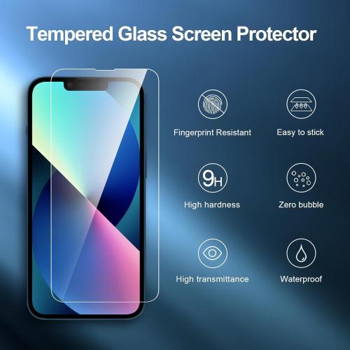NEW'C 3 Pack Designed for iPhone 14,iPhone 13,iPhone 13 Pro Screen Protector (6.1 inches),Enhanced Tempered Glass Protection with easy installation tool included,Case Friendly Ultra Resistant