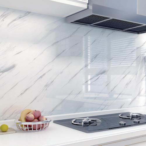 Size 23.6x197 Glossy Marble Contact Paper White Peel and Stick Wallpaper Marble Wallpaper Self-Adhesive Removable 23.6x197 Wall Paper for Cabinets Bathroom Waterproof Wallpapers Modern Decorative