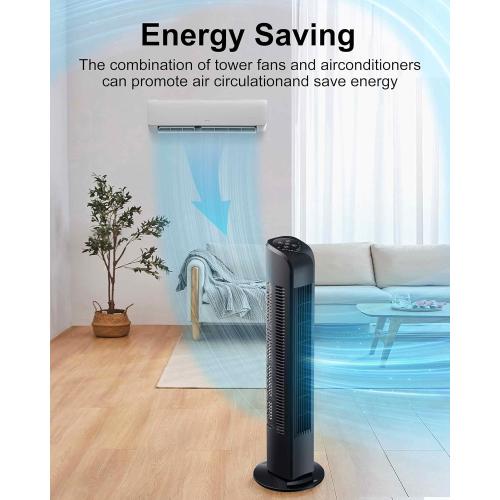 (NO REMOTE) Oscillating Tower Fan with Remote, Electric Standing Tower Fan Floor Fan for Bedroom Indoor Office and Home Use,Quiet Cooling Portable Bladeless Tower Fans, 30 inchs, Black Tower Fan