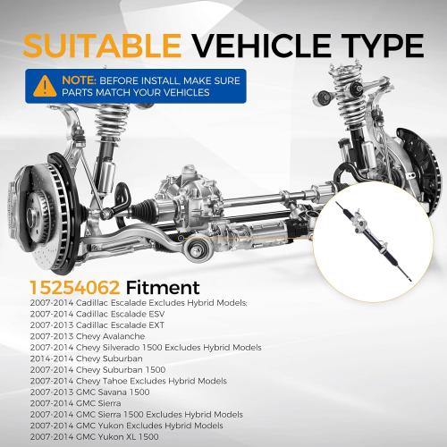 PAROD Rack and Pinion Assembly Fit for 2007-2014 Cadillac Escalade, ESV, EXT, Chevy Avalanche Silverado 1500, Suburban 1500, Tahoe, GMC Savana 1500, Sierra 1500,Yukon XL 1500 Replace#15254062