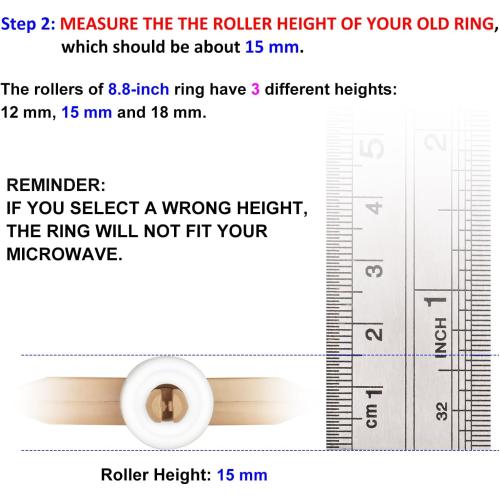 8.8 Microwave Turntable Ring with 15 mm Rollers, Microwave Oven Tray Support, Glass Plate Rotating Roller Ring, Ring Outer Diameter 8.8 inch (22.2 cm), Roller Height 15 mm