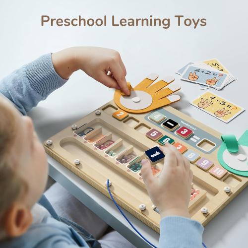 TOP BRIGHT Montessori Learning Toys for 3 4 5   Year Old, Magnetic Beads Sorting Matching Toys for Boys Girls Birthday Gifts, Finger Math Addition & Subtraction