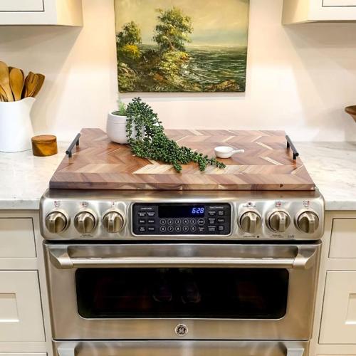 SwallowLiving Noodle Board Stove Cover Wood with Handles, Wooden Stovetop Cover Board for Gas Stove and Electric Stove Top, kitchen sink cover for counter space, Acacia ( Little damaged see the pictures )