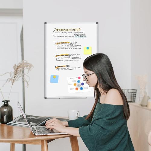 WALGLASS Double-Sided White Board, 24 x 18 Dry Erase Board Magnetic Whiteboard for Wall, Hanging Mounted Whiteboard Silver Aluminium Frame for Home, School, Office, Kitchen