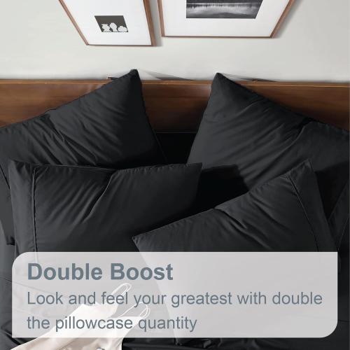 Swift Home Twin 4-Piece Microfiber Sheet Sets (Includes 1 Bonus Pillowcase), Ultra-Soft Brushed - Extremely Durable - Easy Fit - Wrinkle Resistant, Twin, Black