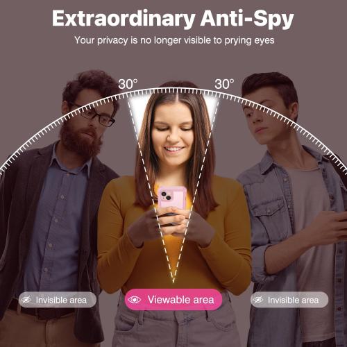 Size Iphone 15 Color Pink CENHUFO Privacy for iPhone 15 Case, Full Body Phone Case with Built-in 9H Tempered Glass Privacy Screen Protector and Camera Lens Protector, Anti Peep Spy Shockproof Bumper Clear Cover - Pink