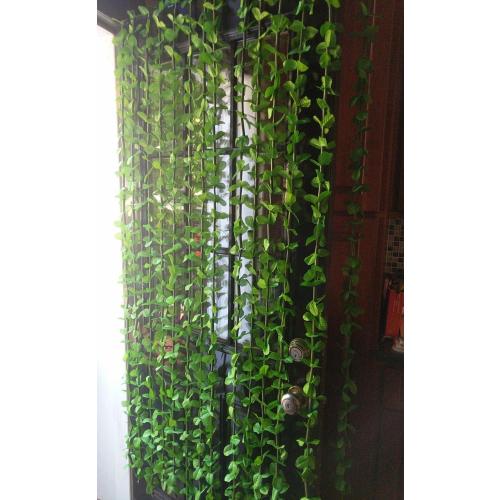 Tropical Flower Curtain Fabulush Fabric Flowers Beaded Bamboo Curtain or Doorway Room Divider Party Wedding Kids Bedroom Decorations- Green Leaves with Green Beads