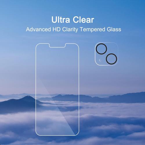 Ailun 2 Pack Screen Protector for iPhone 13 [6.1 inch Display] with 2 Pack Tempered Glass Camera Lens Protector,[9H Hardness]-HD