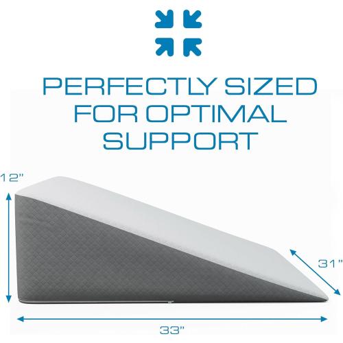 Kolbs Extra Wide Bed Wedge Pillow for Sleep Apnea, Acid Reflux, and Back Pain Relief, with Chic Jacquard Cover - Headboard GERD Pillow Wedges for Sleeping (Extra Wide 12 Height)