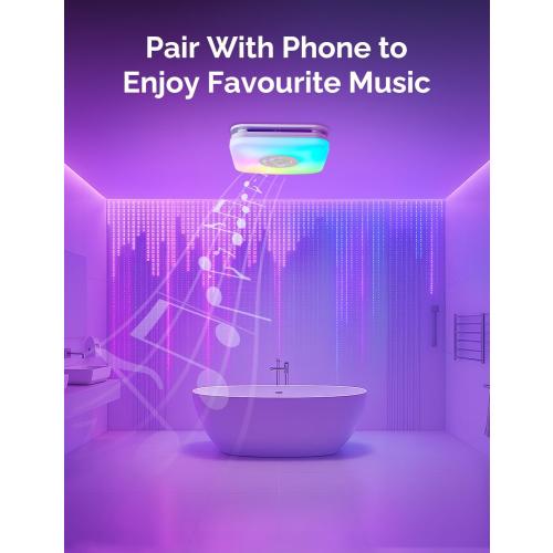 Orison Bathroom Exhaust Fan with Bluetooth Speaker, 110 CFM 1.0 Sone, bathroom vent fan featuring Light with 3 Color Temperatures, RGB Music Light, Nightlight, Remote Control, EZ Install