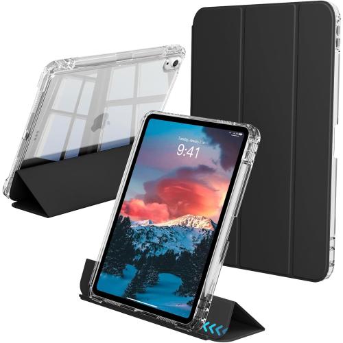 Detachable Case for iPad (A16) 11th/10th Generation 11 Inch/10.9 Inch (2025/2022) with Pencil Holder - 2-in-1 Removable Sliding Cover with Full Clear Back, Lanscape & Portrait Angle, Black