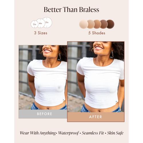 SizeD-H..color cream Reusable Silicone Nipple Covers - Waterproof, Nude, 4 Shades - Sticky Breast Stickers for Strapless Dress