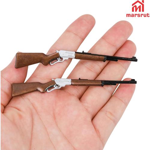 4pcs Miniature Rifle, 1/12 Scale Gun Dollhouse Models, Tiny Fake Sniper Accessory, Mini Hunting Shotgun Figurine Miniatures Parts Items for Small Retro Garden, Western Farm Decoration, Crafts, Long