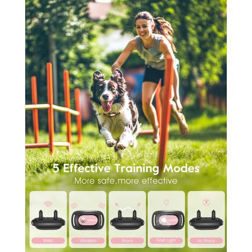 SLOPEHILL Dog Shock Collar - 4200FT Dog Training Collar with Remote,IPX8 Waterproof E-Collar with Beep,Vibration,Shock,Flash Light,No Shock Mode,Shock Collar for Small Medium Large Dog 8-140lbs,Pink