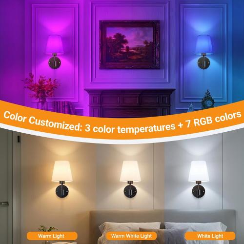 Nekhung Battery Operated Wall Sconce, Peel and Stick Sconces Set of 2