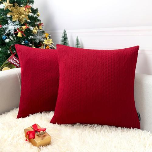 Booque Valley Throw Pillow Covers, Pack of 2 Super Soft Elegant Modern Embossed Patterned Red Cushion Covers Decorative Stretchy Pillow Cases for Sofa Bed Car Chair, Rectangular (Red)