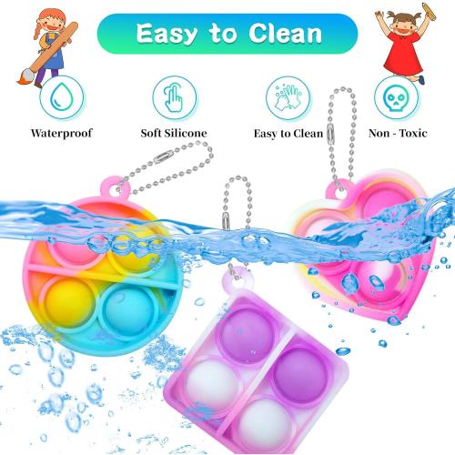 ONKULL Pop Fidget Keychain 30 Pack ,Mini Fidget Toys Bulk ,Sensory Toys for Kids ,Party Favors for Kids 4-8,8-12 Year ,Back to School Gifts for Classroom ,Birthday Goodie Bags Stuffers