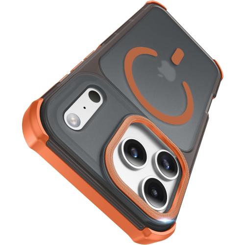 QuadGuard for iPhone 17 Pro Max Case [Military Drop Protection] (Compatible with MagSafe) Strong Magnetic Matte Shockproof Protective Cover for 17 Pro Max Phone Case 6.9'', Translucent Orange