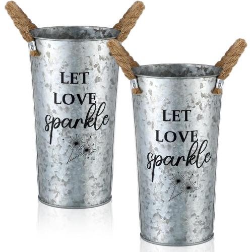 2 Wedding Sparklers Buckets, Classic Style, Silvery Gray, 9.8 Inches