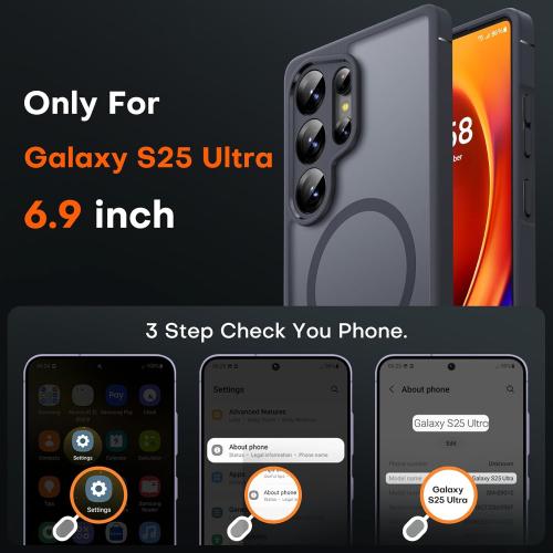 TOCOL for Samsung Galaxy S25 Ultra Case, Upgraded Full Camera Protection, Compatible with Magsafe, Drop Protection Slim Magnetic Matte Back Cover for S25 Ultra 6.9 inch (Black)
