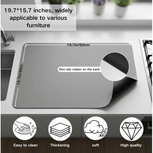 Large Acrylic Cutting Board with Counter Lip, 30x20inch Clear Cutting Boards for Countertop，2PCS, Countertop Protector And 16 * 20 Inch Dish Drying Mat，5mm Non-Slip Cutting Board for Kitchen Counter