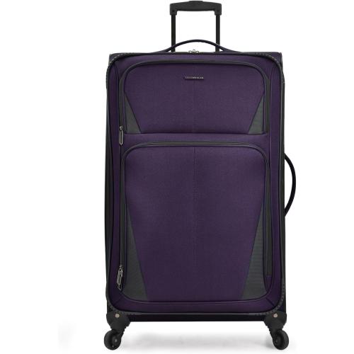 U.S. Traveler Aviron Bay Expandable Softside Luggage with Spinner Wheels, Purple, Large