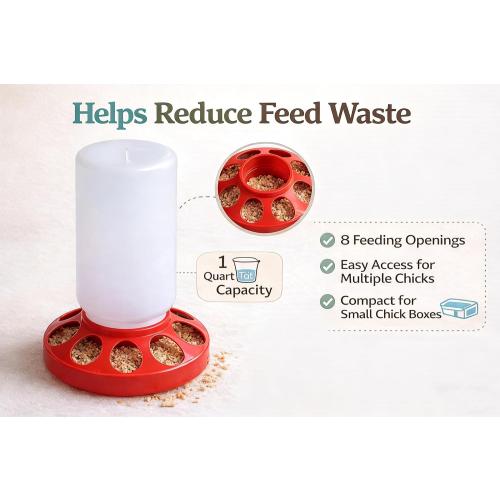 Baby Chick Feeder and Waterer Set, 1 Quart Poultry Starter Kit