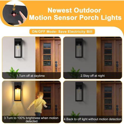 Porch Lights with GFCI Outlet, Large Motion Sensor Outdoor Lights