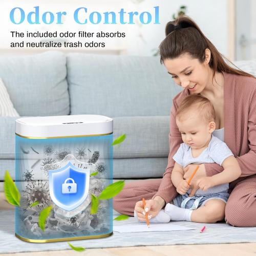 steo spce Automatic Motion Sensor Bathroom Small Trash Can with Lid, 2.6 Gallon Touchless Slim Garbage Can, Smart Waterproof Trash Bin for Bedroom, Restroom, Living Room, Office
