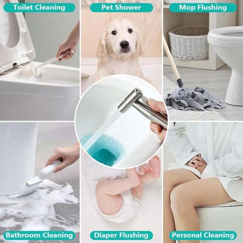 BARROCK Bidet Sprayer for Toilet, Handheld Jet Spray for Existing Toilets with Bidet Hose, Adjustable Water Pressure Muslim Shower, Stainless Steel Cloth Diaper/Feminine Wash Sprayer Brushed Nickel