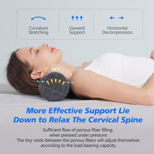 Cozyhealth 3.1 H Small Cervical Roll Pillow, Medium Soft Memory Foam Neck Round Pillow Cylinder Bolster Pillow for Sleeping, Round Neck Support for Bed, Legs, Back and Yoga (Grey, Small - 3.1 H)