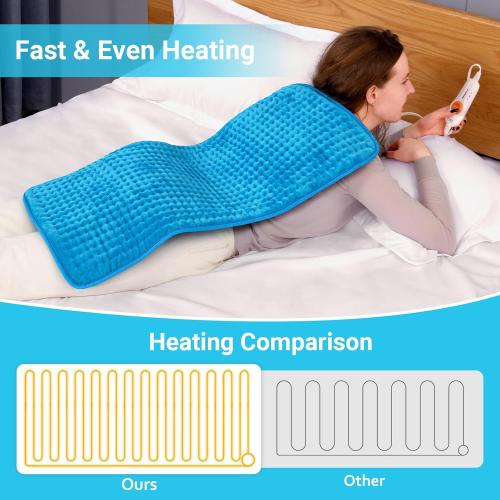 Boileau Electric Heating Pad for Back Pain Relief, Extra Large 17x33 XXXL | Ultra Soft, FSA, HSA 3 Heating Sets Heat Pad & Auto Shut Off for Period Cramps,Neck,Shoulder,Full Body, Gifts for Women Men