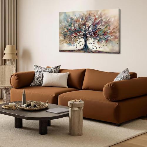 Kyiyhzp Tree of Life Canvas Wall Art plant abstract painting print artwork Modern Ready-to-Hang Decor for Living Room, Bedroom, Dining Room or Home Office, Nature Style Home Wall Decor Large